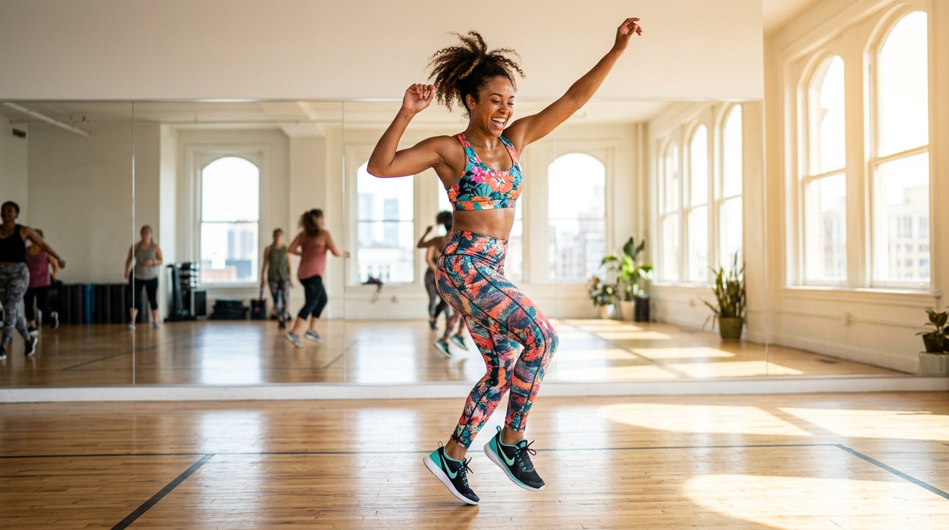 Tanzende Frau bei Zumba Fitness